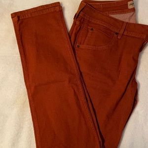 Orange straight leg jeans by Emerson Edwards